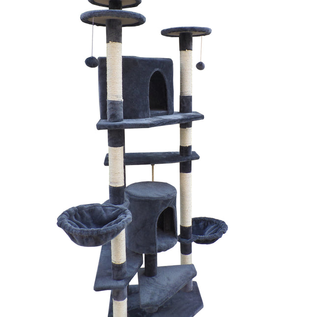 YES4PETS 200 cm Cat Scratching Post Tree Scratcher Corner Tower Furniture- Grey