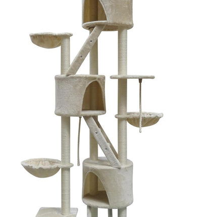 YES4PETS 244 cm XL Multi Level Cat Scratching Post Tree Scratcher Pole- Beige