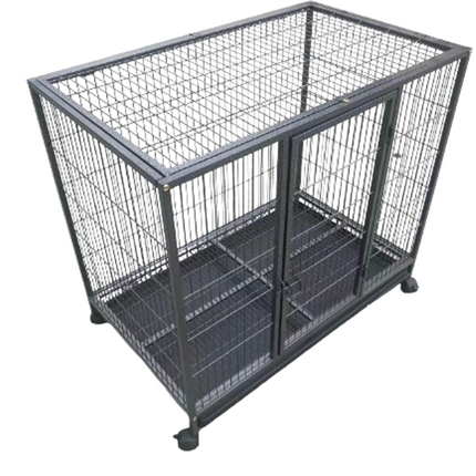 YES4PETS Medium Pet Dog Cat Cage Metal Rabbit Crate Carrier Kennel Wheel & Tray