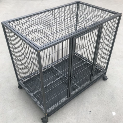 YES4PETS Medium Pet Dog Cat Cage Metal Rabbit Crate Carrier Kennel Wheel & Tray