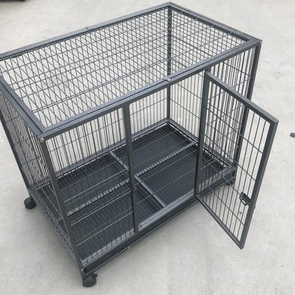 YES4PETS Medium Pet Dog Cat Cage Metal Rabbit Crate Carrier Kennel Wheel & Tray