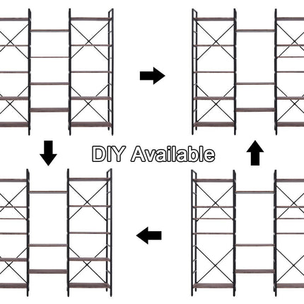 YES4HOMES Industrial Vintage Shelf Bookshelf, Wood and Metal Bookcase Furniture for Home & Office