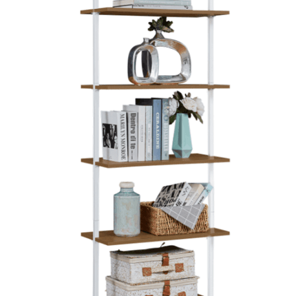 YES4HOMES Industrial Ladder Shelf Wood Wall-Mounted Bookcase Storage Rack Shelves Display