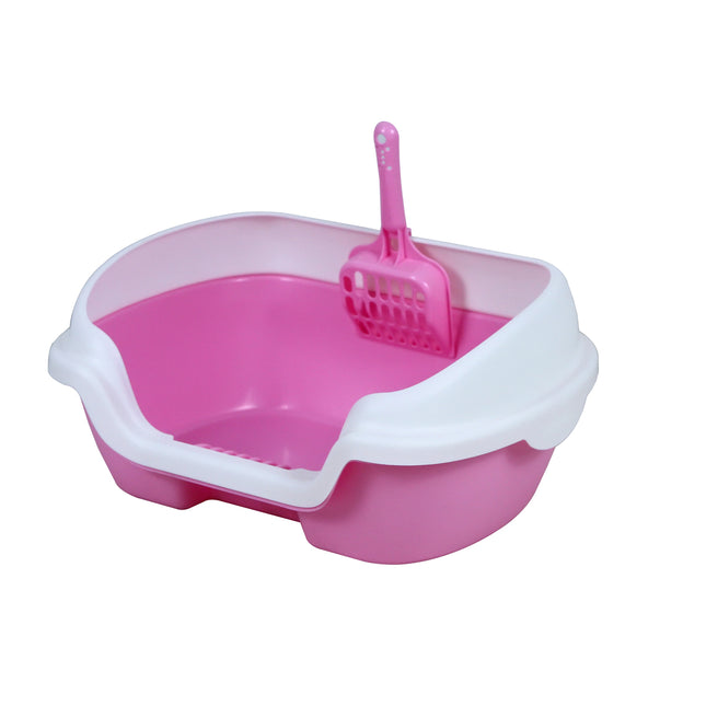 YES4PETS Small Portable Cat Kitten Rabbit Toilet Litter Box Tray with Scoop Pink