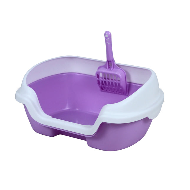 YES4PETS Small Portable Cat Kitten Rabbit Toilet Litter Box Tray with Scoop Purple