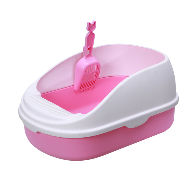 YES4PETS Medium Portable Cat Toilet Litter Box Tray with Scoop Pink
