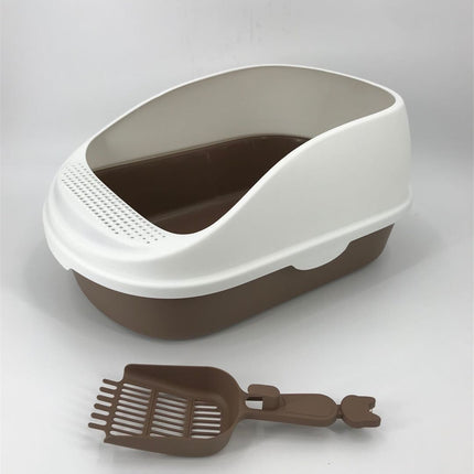 YES4PETS Large Portable Cat Toilet Litter Box Tray with Scoop Brown