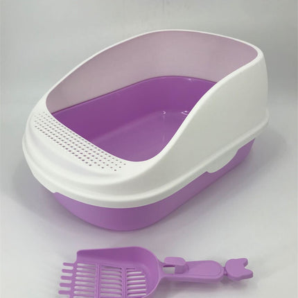 YES4PETS Large Portable Cat Toilet Litter Box Tray House with Scoop Purple