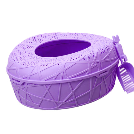 YES4PETS XL Portable Cat Toilet Litter Box Tray House with Scoop Purple