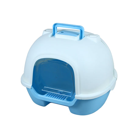 YES4PETS Portable Hooded Cat Toilet Litter Box Tray House with Handle and Scoop Blue