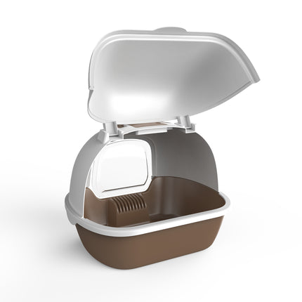 YES4PETS Cat Toilet Litter Box  Portable Hooded Tray House with Handle and Scoop Brown