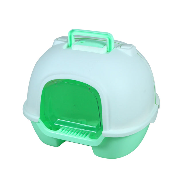 YES4PETS Portable Hooded Cat Kitten Toilet Litter Box Tray House with Handle and Scoop Green
