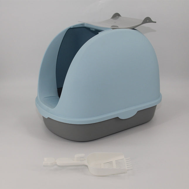 YES4PETS Portable Hooded Cat Toilet Litter Box Tray House with Handle and Scoop Blue