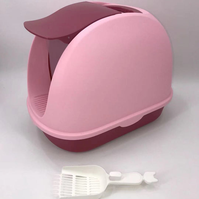 YES4PETS Portable Hooded Cat Toilet Litter Box Tray House with Handle and Scoop Pink