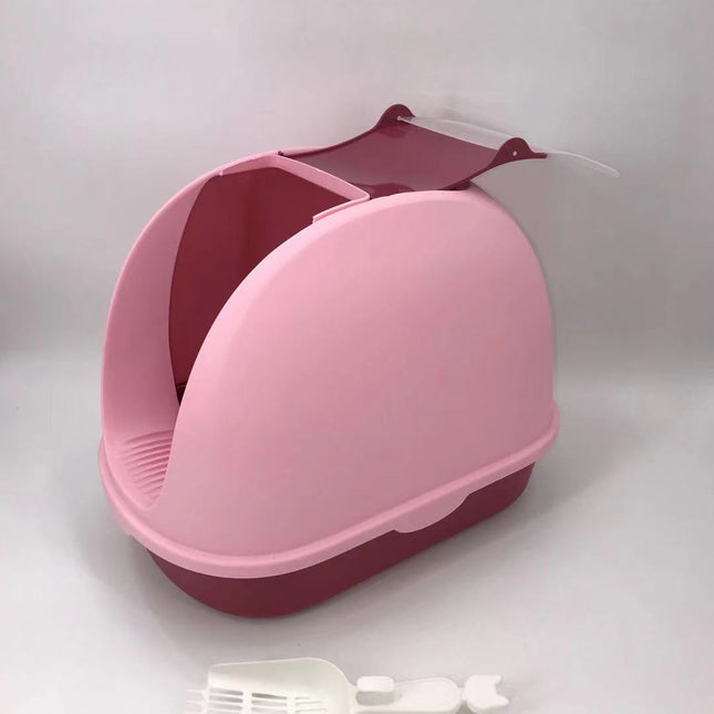 YES4PETS Portable Hooded Cat Toilet Litter Box Tray House with Handle and Scoop Pink