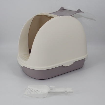 YES4PETS Portable Hooded Cat Toilet Litter Box Tray House with Scoop and Grid Tray White