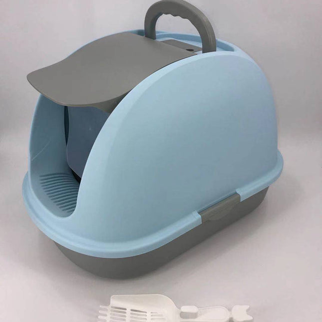 YES4PETS XL Portable Hooded Cat Toilet Litter Box Tray House w Charcoal Filter and Scoop Blue