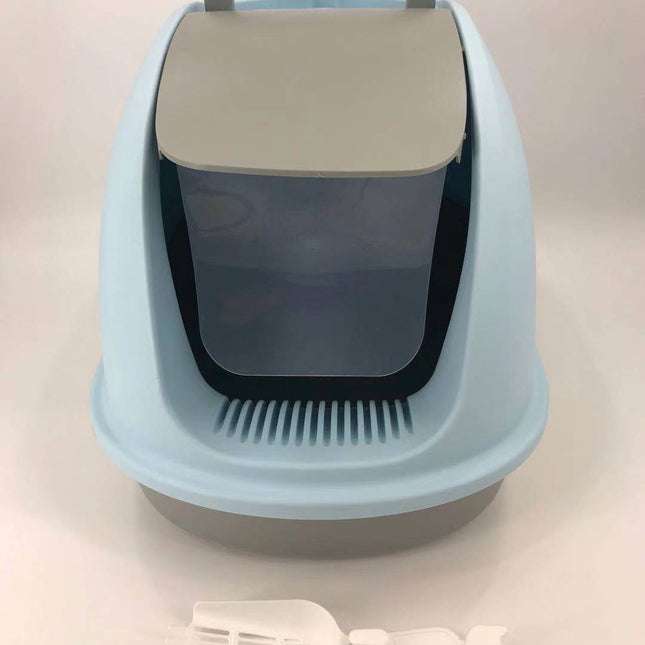 YES4PETS XL Portable Hooded Cat Toilet Litter Box Tray House w Charcoal Filter and Scoop Blue