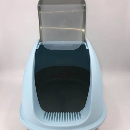 YES4PETS XL Portable Hooded Cat Toilet Litter Box Tray House w Charcoal Filter and Scoop Blue