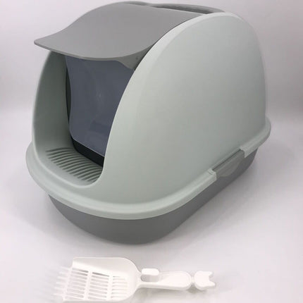 YES4PETS XL Portable Hooded Cat Toilet Litter Box Tray House w Charcoal Filter and Scoop Grey