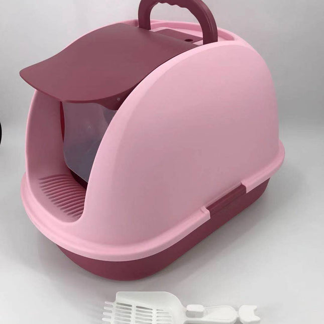 YES4PETS XL Portable Hooded Cat Toilet Litter Box Tray House with Charcoal Filter and Scoop Pink