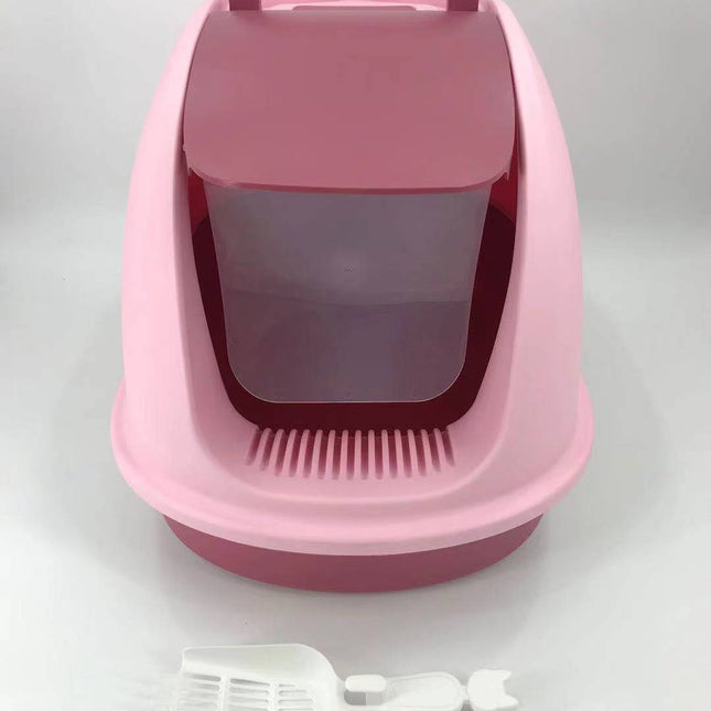 YES4PETS XL Portable Hooded Cat Toilet Litter Box Tray House with Charcoal Filter and Scoop Pink