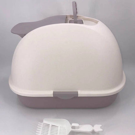 YES4PETS XL Portable Hooded Cat Toilet Litter Box Tray House w Charcoal Filter and Scoop White
