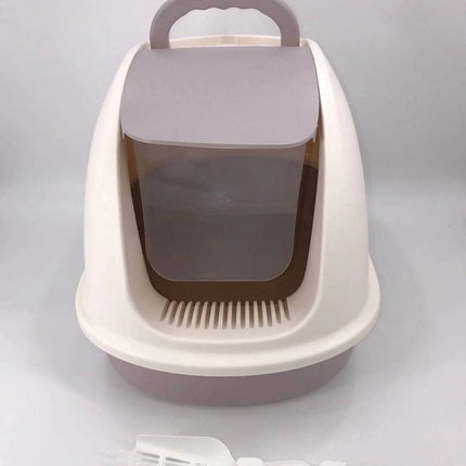 YES4PETS XL Portable Hooded Cat Toilet Litter Box Tray House w Charcoal Filter and Scoop White