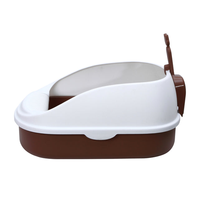 YES4PETS Large Portable Cat Toilet Litter Box Tray with Scoop and Grid Tray Brown