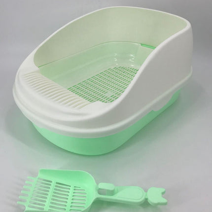 YES4PETS Large Portable Cat Toilet Litter Box Tray with Scoop and Grid Tray Green