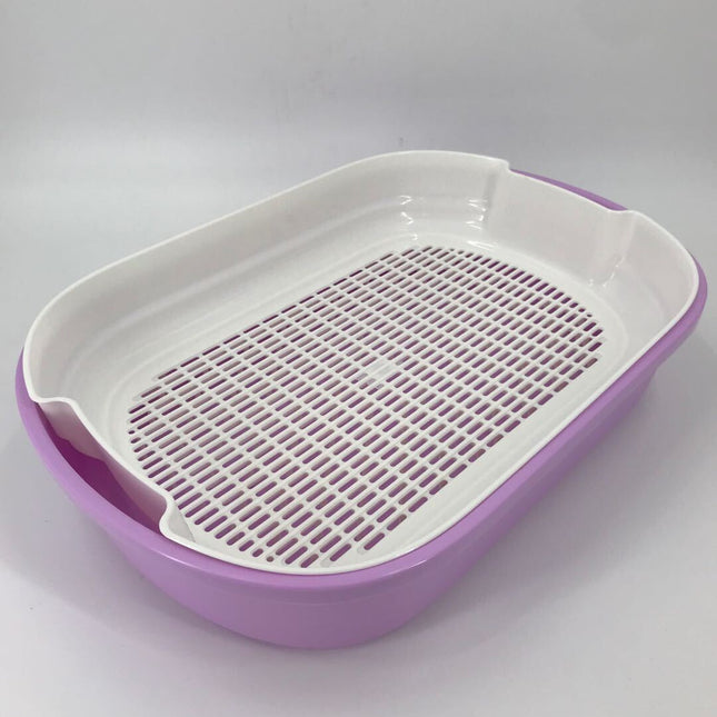 YES4PETS Large Portable Cat Toilet Litter Box Tray with Scoop and Grid Tray Purple