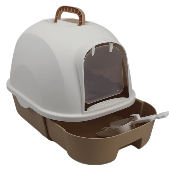 YES4PETS Large Hooded Cat Toilet Litter Box Tray House With Drawer and Scoop Little Brown