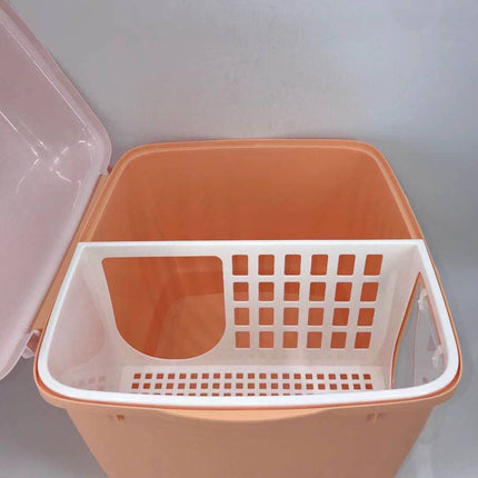 XL Portable Hooded Cat Toilet Litter Box Tray House with Handle and Scoop Orange