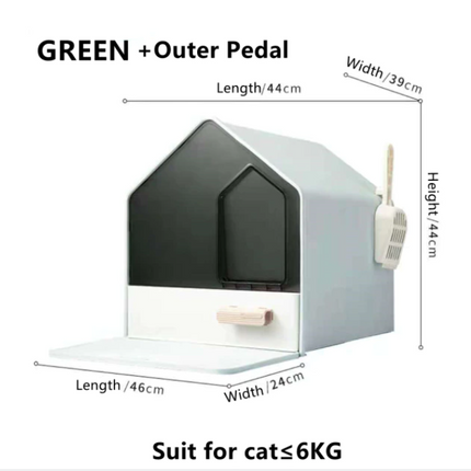 YES4PETS L Portable Hooded Cat Toilet Litter Box Tray House with Drawer and Scoop-Blue