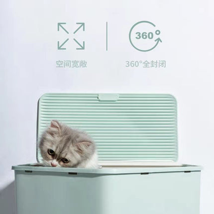 YES4PETS L Portable Hooded Cat Toilet Litter Box Tray House with Drawer and Scoop-Blue
