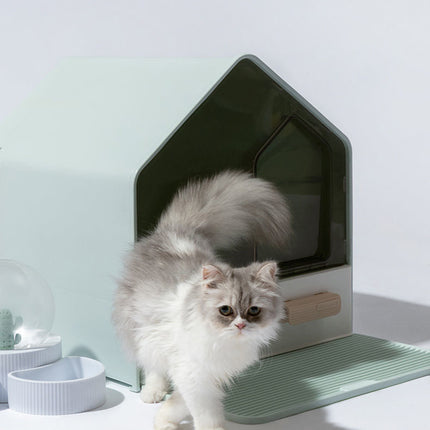 YES4PETS L Portable Hooded Cat Toilet Litter Box Tray House with Drawer and Scoop-Blue