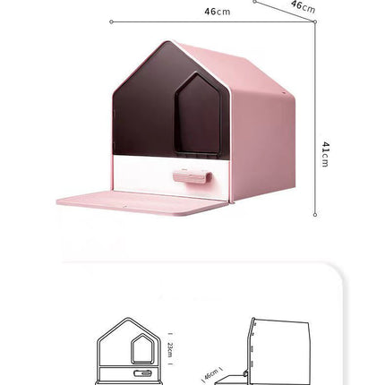 YES4PETS L Portable Hooded Cat Toilet Litter Box Tray House with Drawer and Scoop-Pink