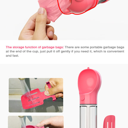 YES4PETS 4 in 1 Portable Pet Dog Puppy Cat Drinking Mug Water Feeder Bottle Valve Travel Bottle Pink