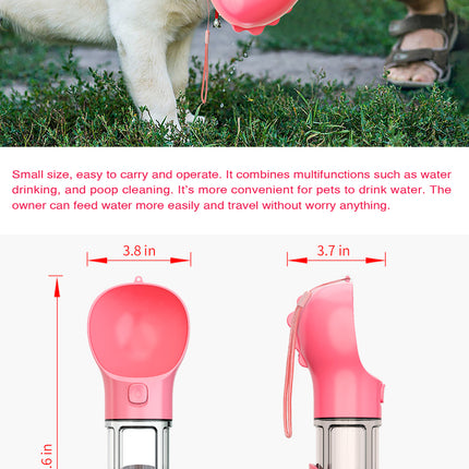 YES4PETS 4 in 1 Portable Pet Dog Puppy Cat Drinking Mug Water Feeder Bottle Valve Travel Bottle Pink