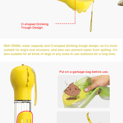 4 in 1 Portable Pet Dog Puppy Cat Drinking Mug Water Feeder Bottle Valve Travel Bottle Yellow