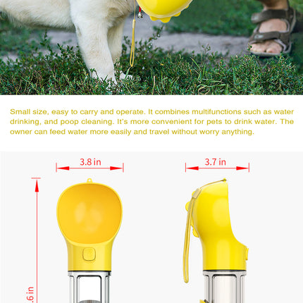 4 in 1 Portable Pet Dog Puppy Cat Drinking Mug Water Feeder Bottle Valve Travel Bottle Yellow
