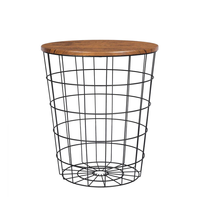 YES4HOMES Vintage Round Coffee Tables Set of 2 Side Tables Robust Steel Frame for Living Room Bedroom Rustic Brown and Black