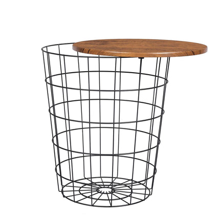 YES4HOMES Vintage Round Coffee Tables Set of 2 Side Tables Robust Steel Frame for Living Room Bedroom Rustic Brown and Black
