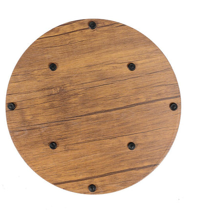 YES4HOMES Vintage Round Coffee Tables Set of 2 Side Tables Robust Steel Frame for Living Room Bedroom Rustic Brown and Black
