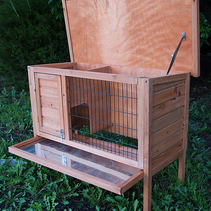 YES4PETS Single Wooden Pet Rabbit Hutch Guinea Pig Cage with Slide out Tray