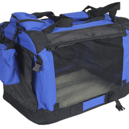 YES4PETS Small Foldable Pet Soft Dog Cat Puppy Rabbit Crate Bag With Curtain-Blue