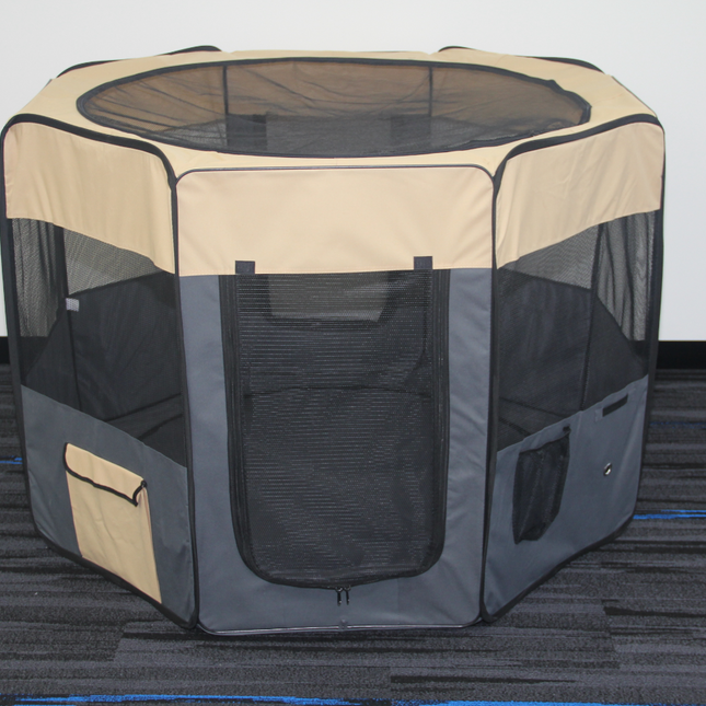 98 cm High Foldable XL Grey Dog Puppy Cat Cage Soft Playpen Rabbit Enclosure