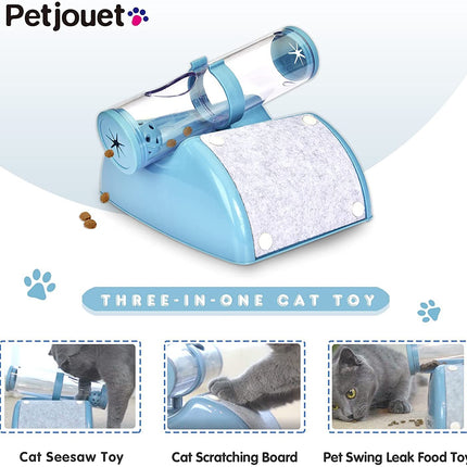 YES4PETS Cat Play Box Kit Pet Toy Kitten Toys Interactive Ball Peek Hunting Toy-Blue
