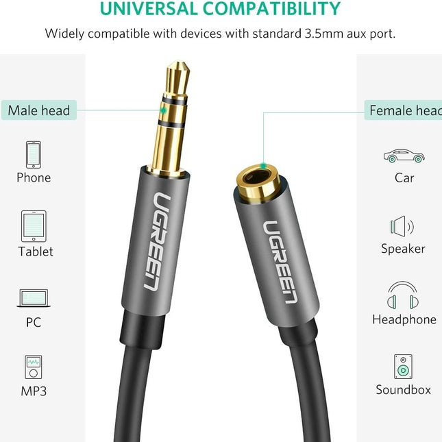 UGREEN 3.5mm Male to 3.5mm Female Extension Cable 1.5m  Black 10593