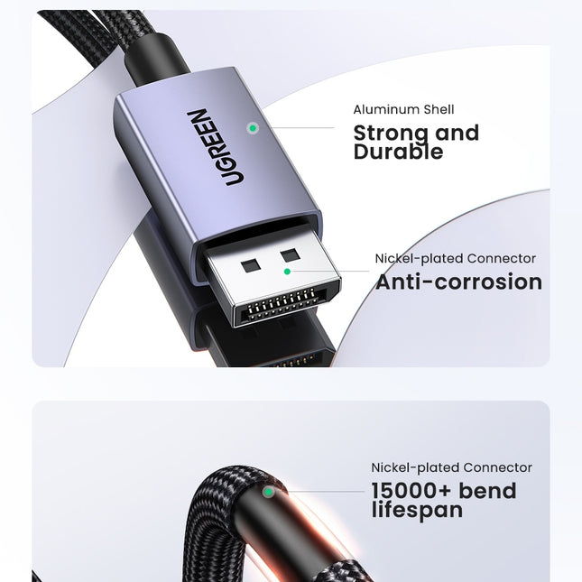UGREEN 15384 16K Displayport 2.1 Male to Male VESA Certified Cable 2M